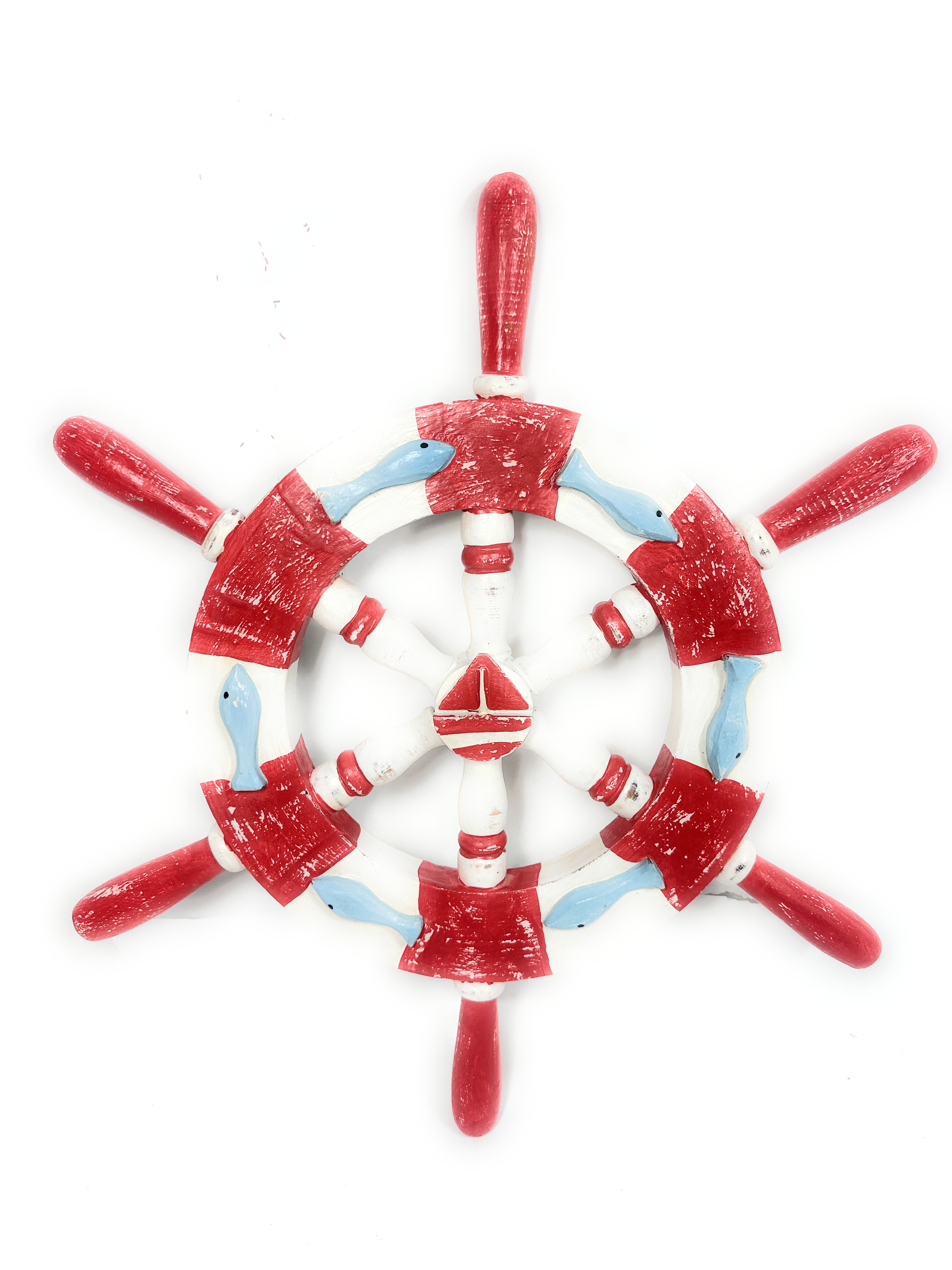 Ship Wheel 20 in Wooden - Red Nautical Decor | #ort1701050r Ship Wheel 20 in Wooden - Red Nautical Decor | #ort1701050r